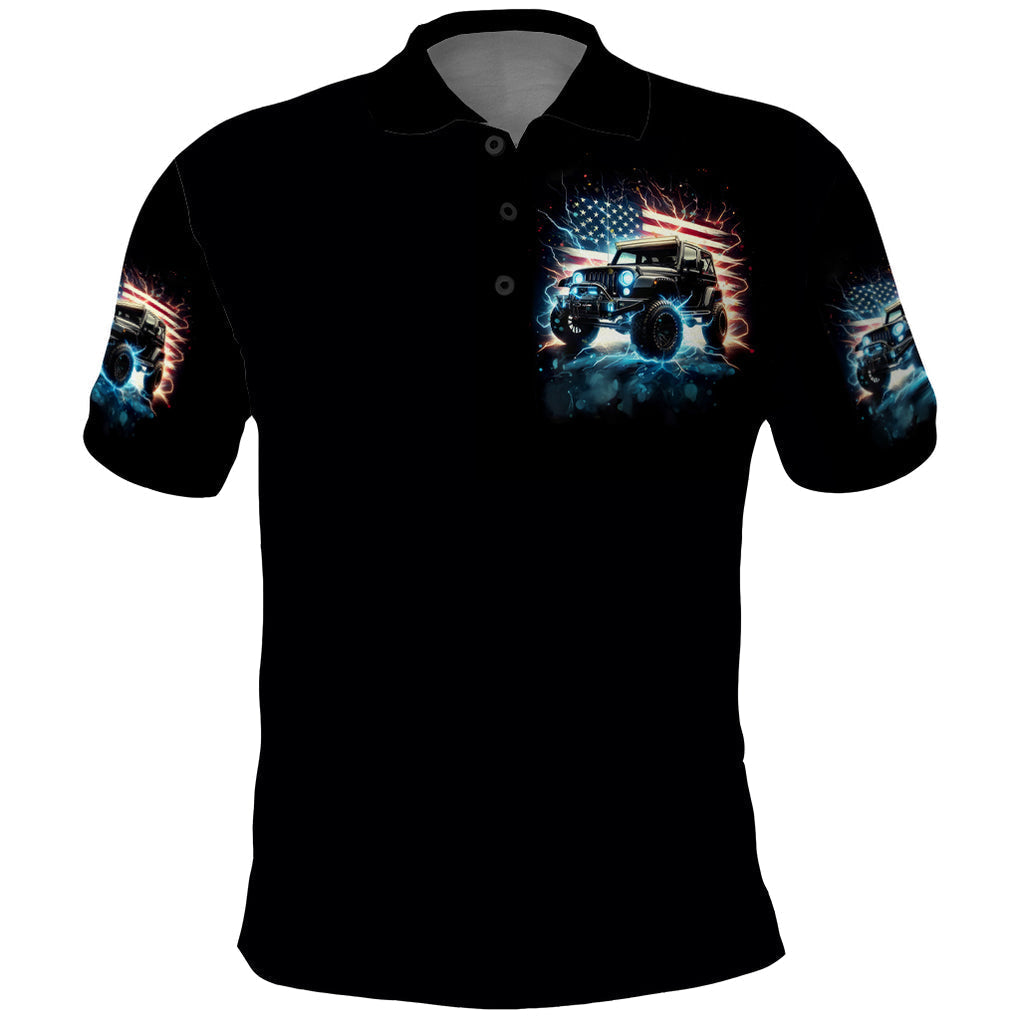 Flag Jeep Polo Shirt Never Underestimate And Old Man With A Jeep