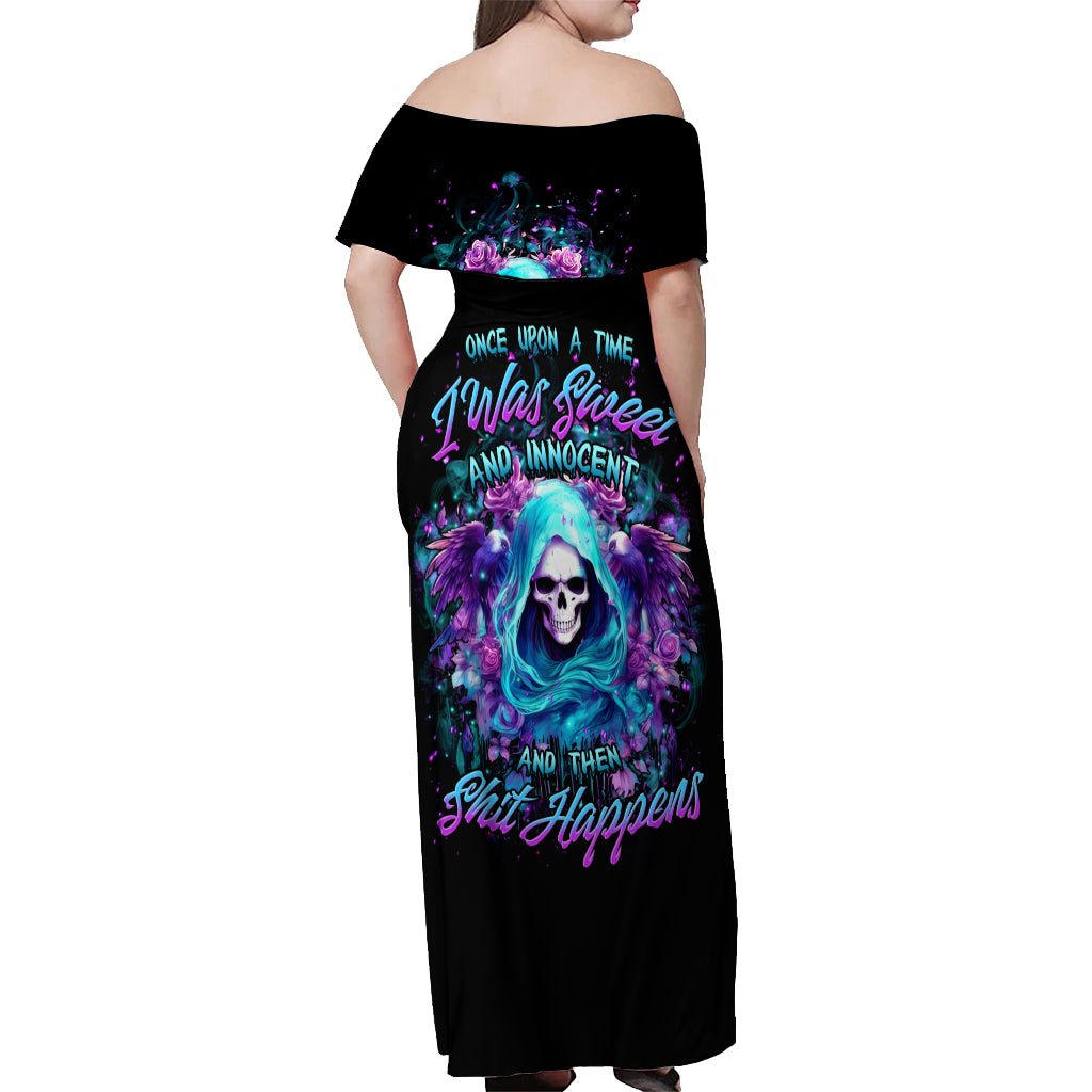 Fairy Skull Off Shoulder Maxi Dress Once Upon A Time I Was Sweet And Innocent And Then Shit Happens