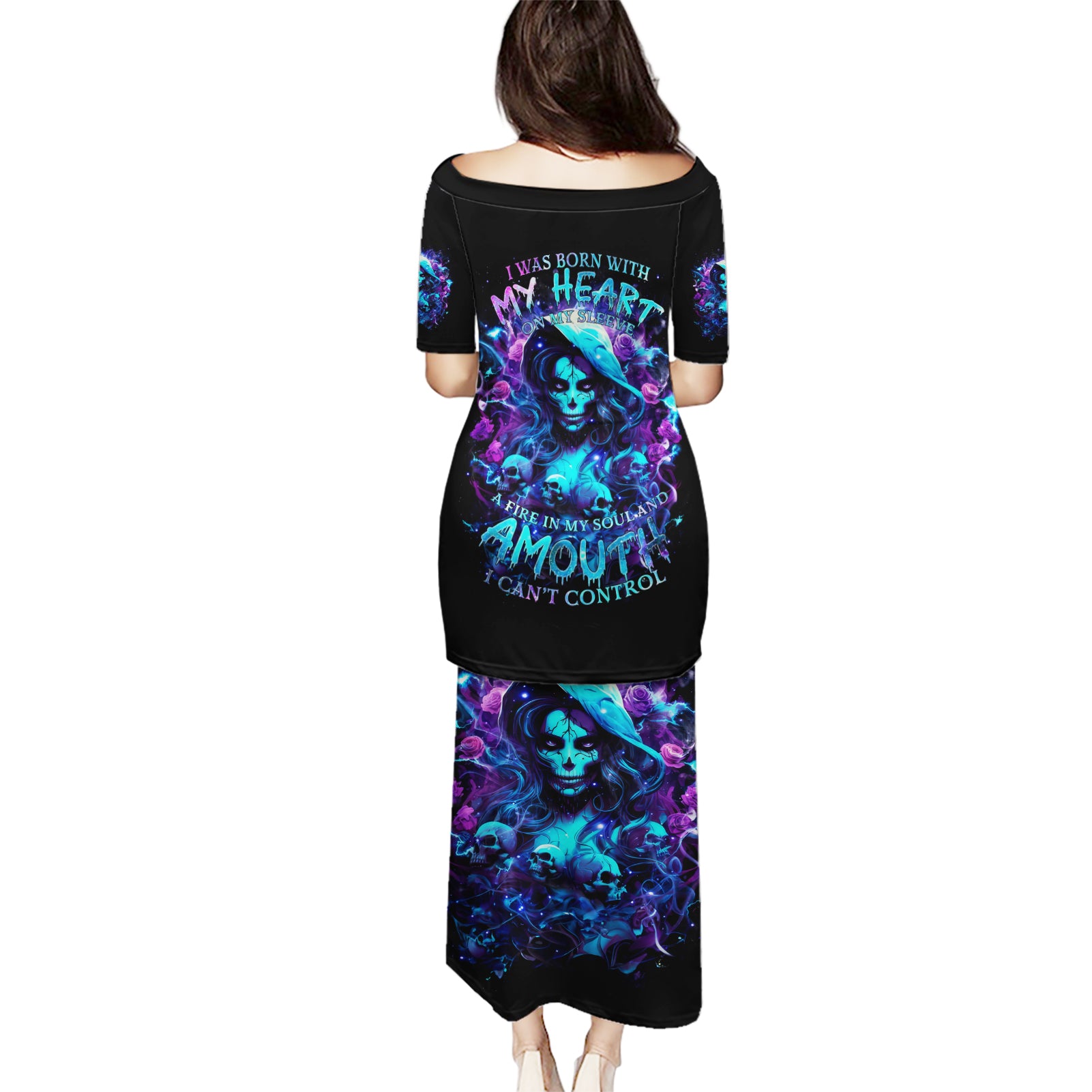 Witch Skull Puletasi I Was Born With My Heart On My Sleeve A Fire In My Soul And Amout Can't Control