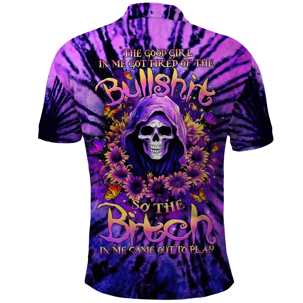 Sunflower Skull Polo Shirt The Good Girl In Me Got Tired Of The Bullshit