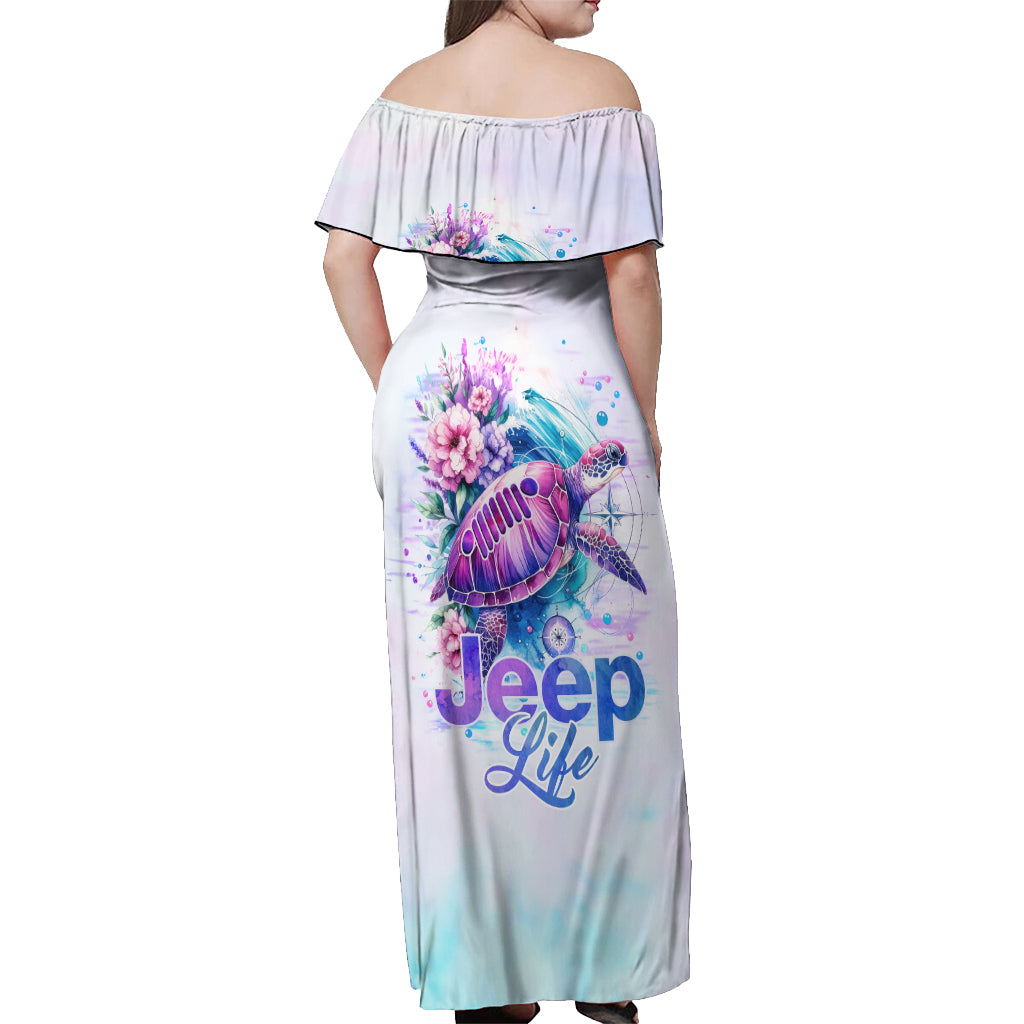 Jeep Life Off Shoulder Maxi Dress Sea Turtle Jeep