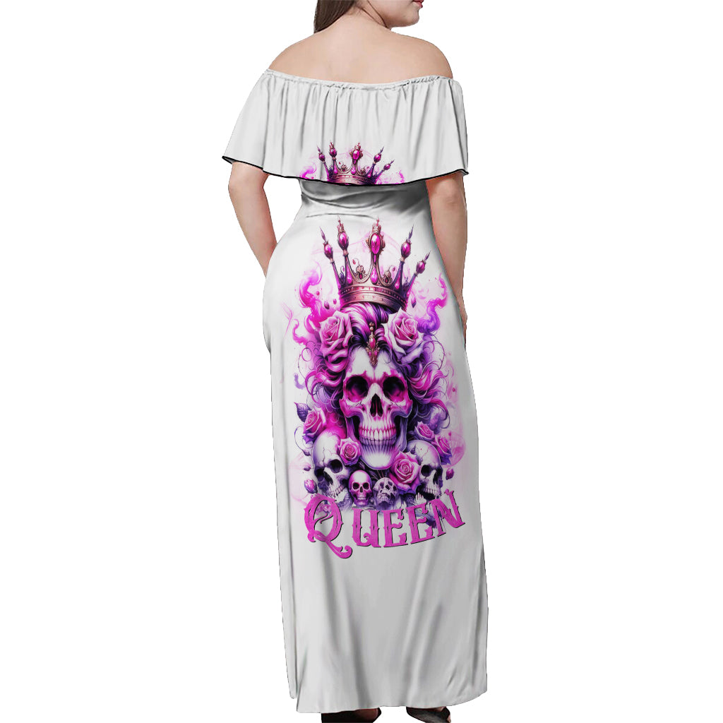 Rose Skull Off Shoulder Maxi Dress Queen Skull