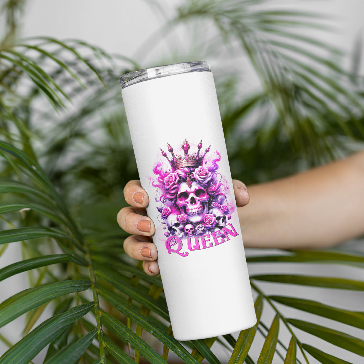 Rose Skull Skinny Tumbler Queen Skull