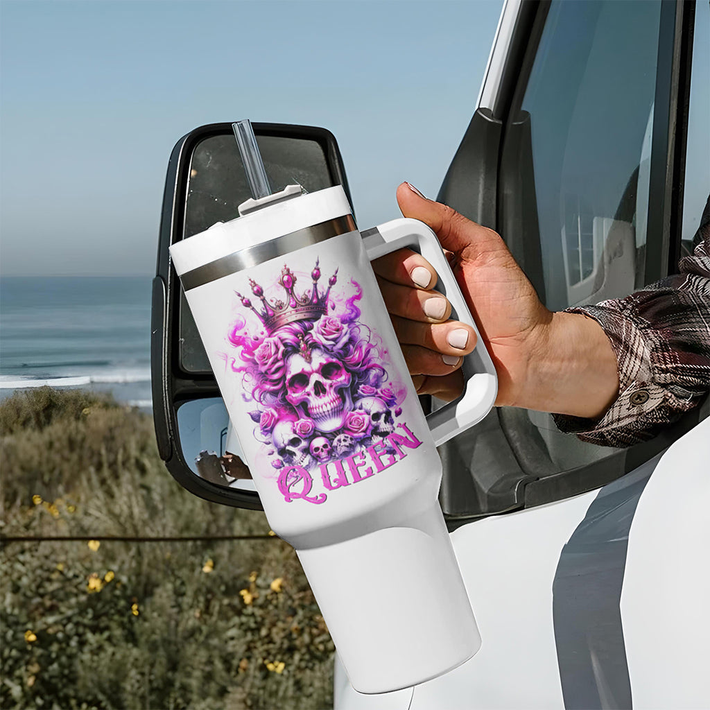 Rose Skull Tumbler With Handle Queen Skull