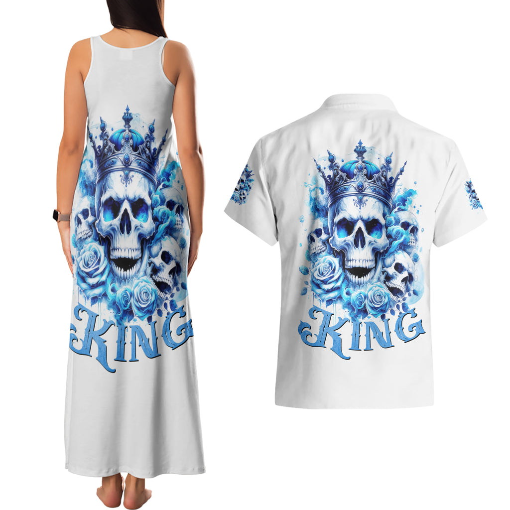 Rose Skull Couples Matching Tank Maxi Dress and Hawaiian Shirt King Skull