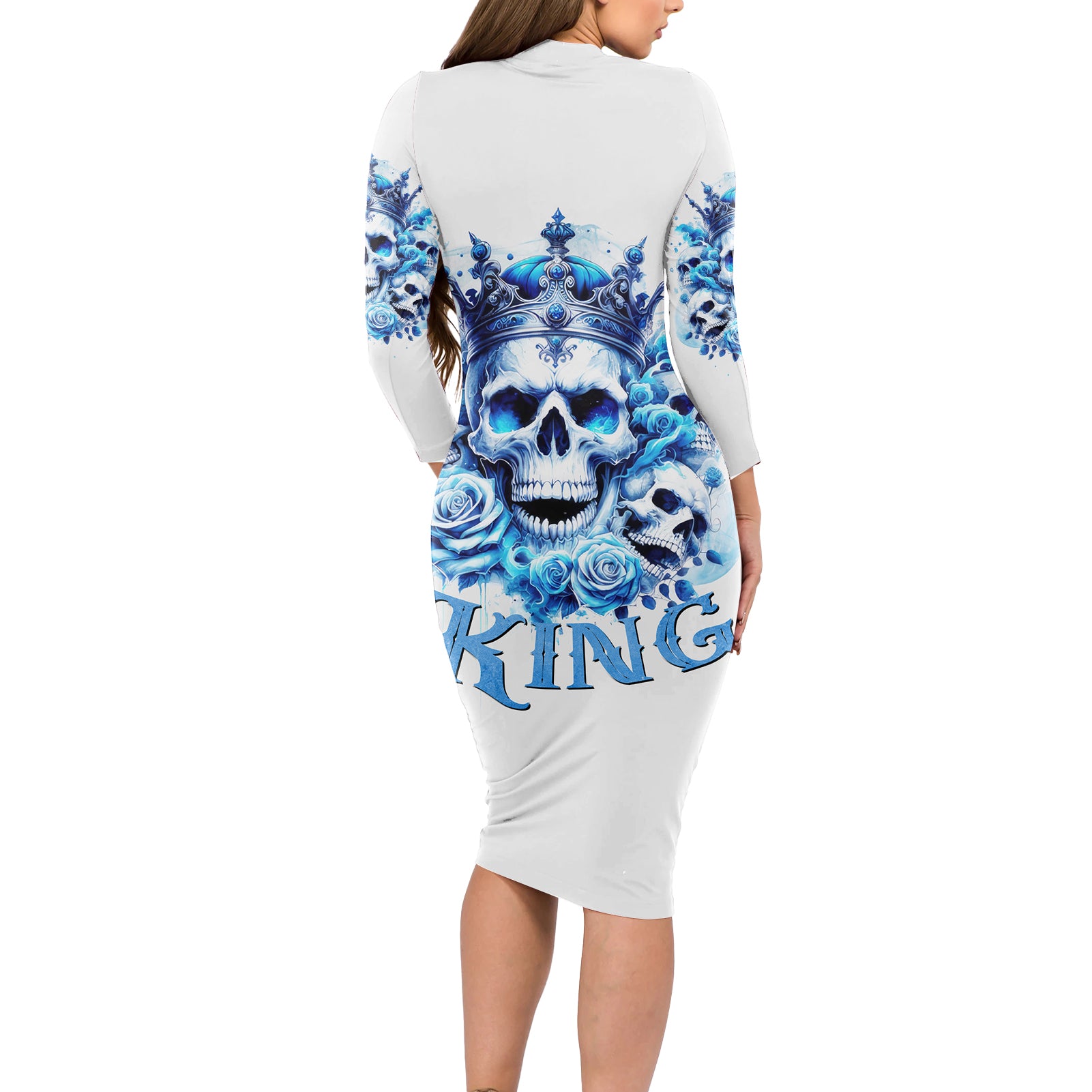 Rose Skull Long Sleeve Bodycon Dress King Skull