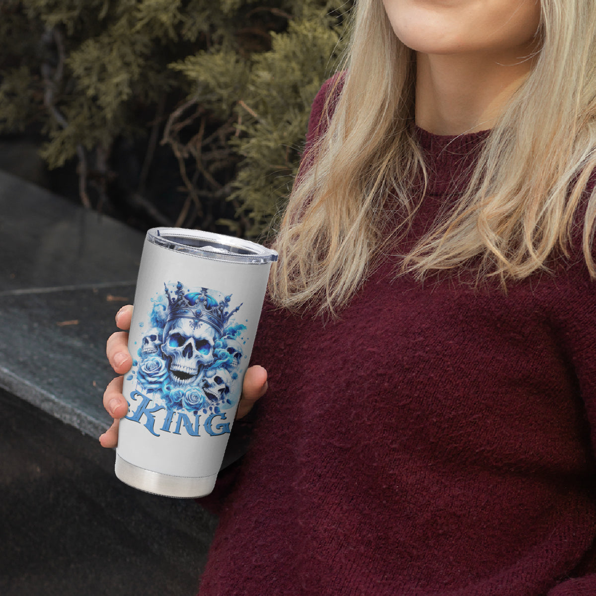 Rose Skull Tumbler Cup King Skull