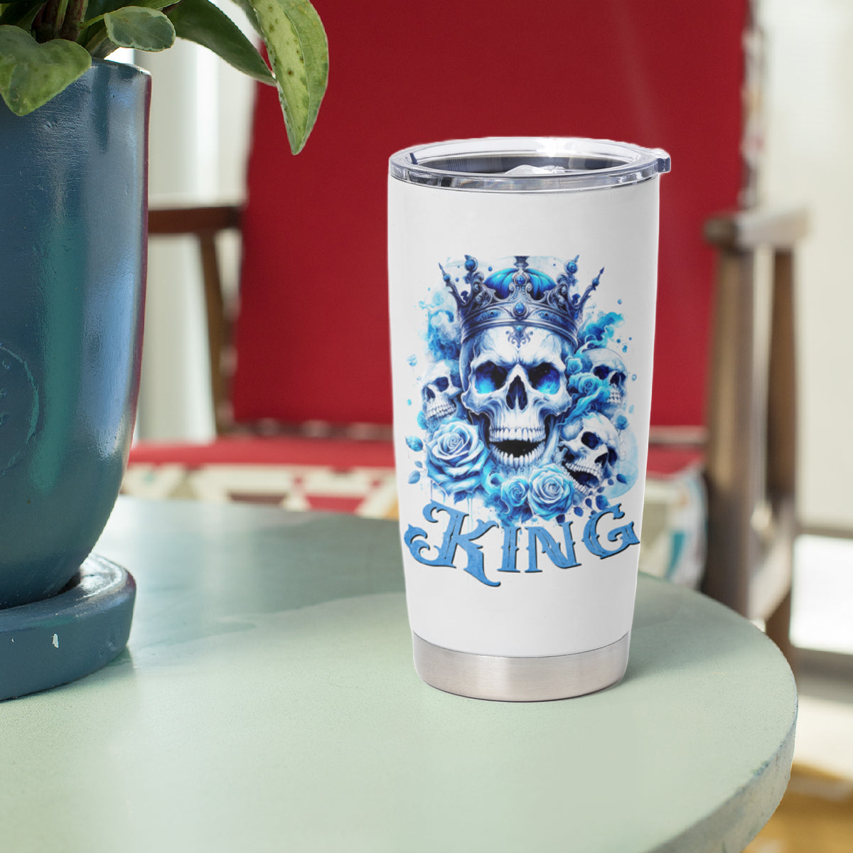Rose Skull Tumbler Cup King Skull