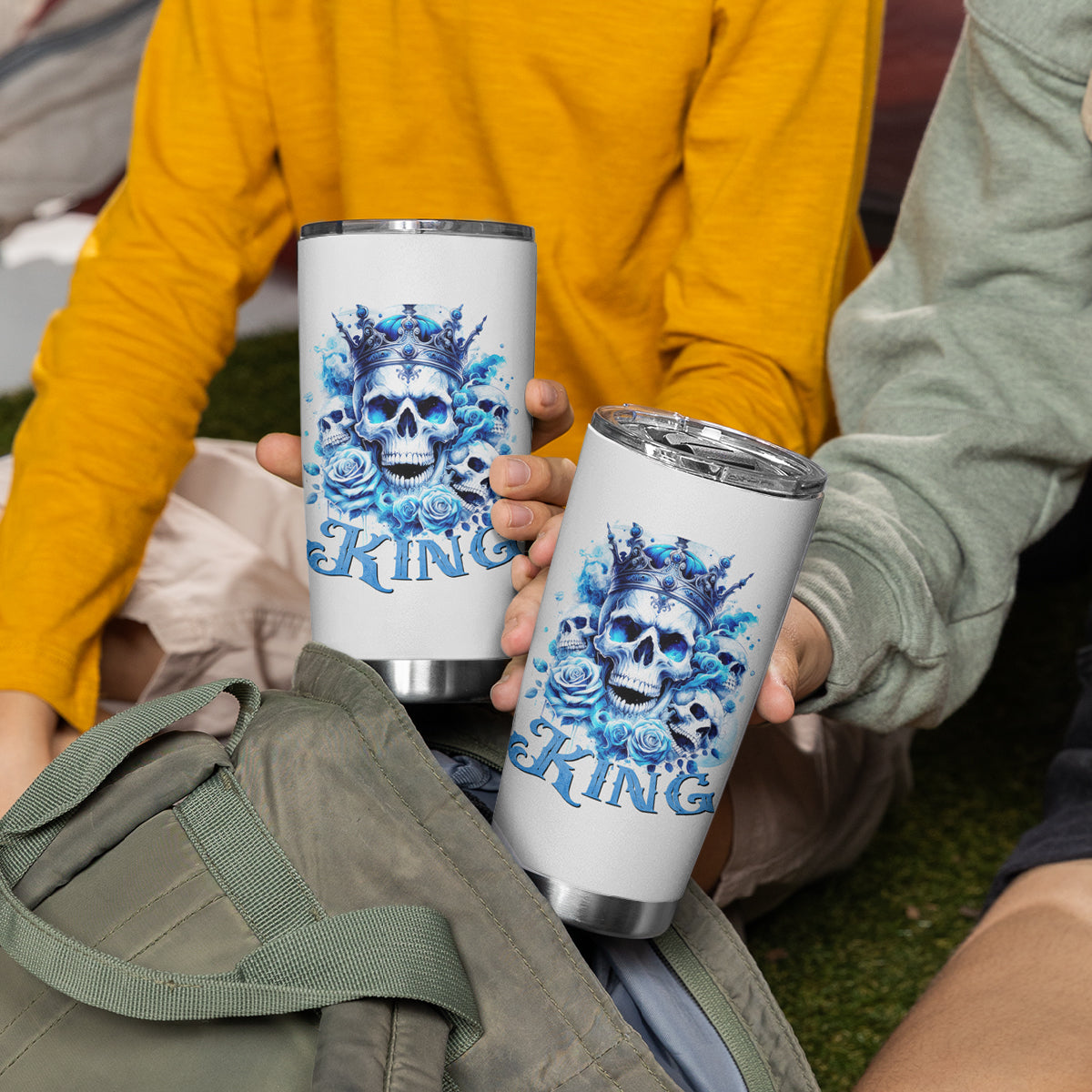 Rose Skull Tumbler Cup King Skull