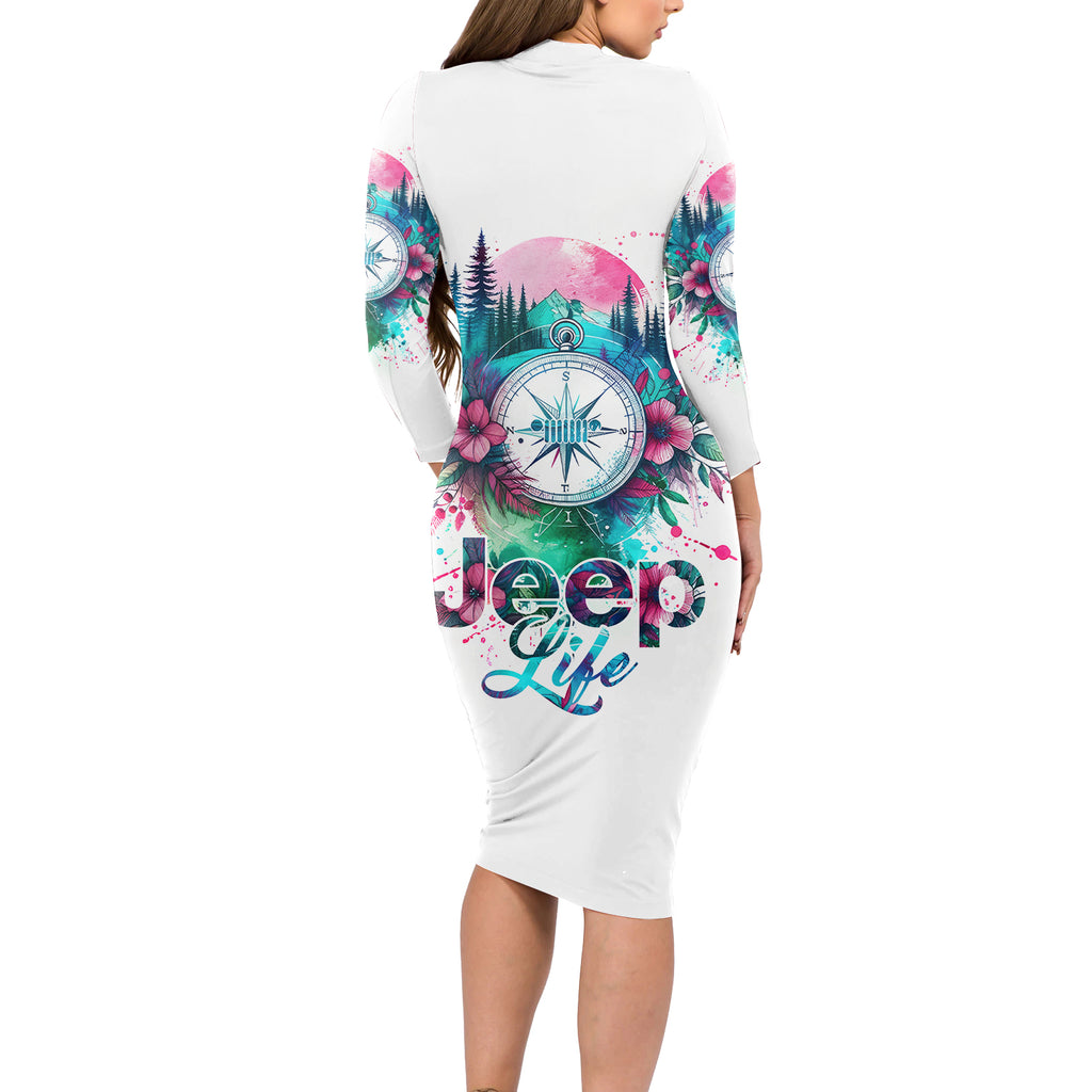 Jeep Life Long Sleeve Bodycon Dress Forest Jeep