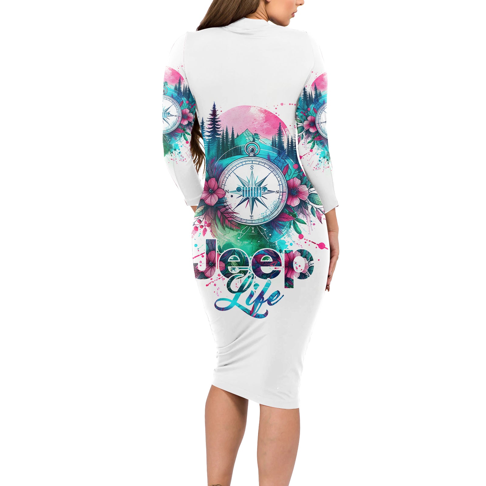 Jeep Life Long Sleeve Bodycon Dress Forest Jeep