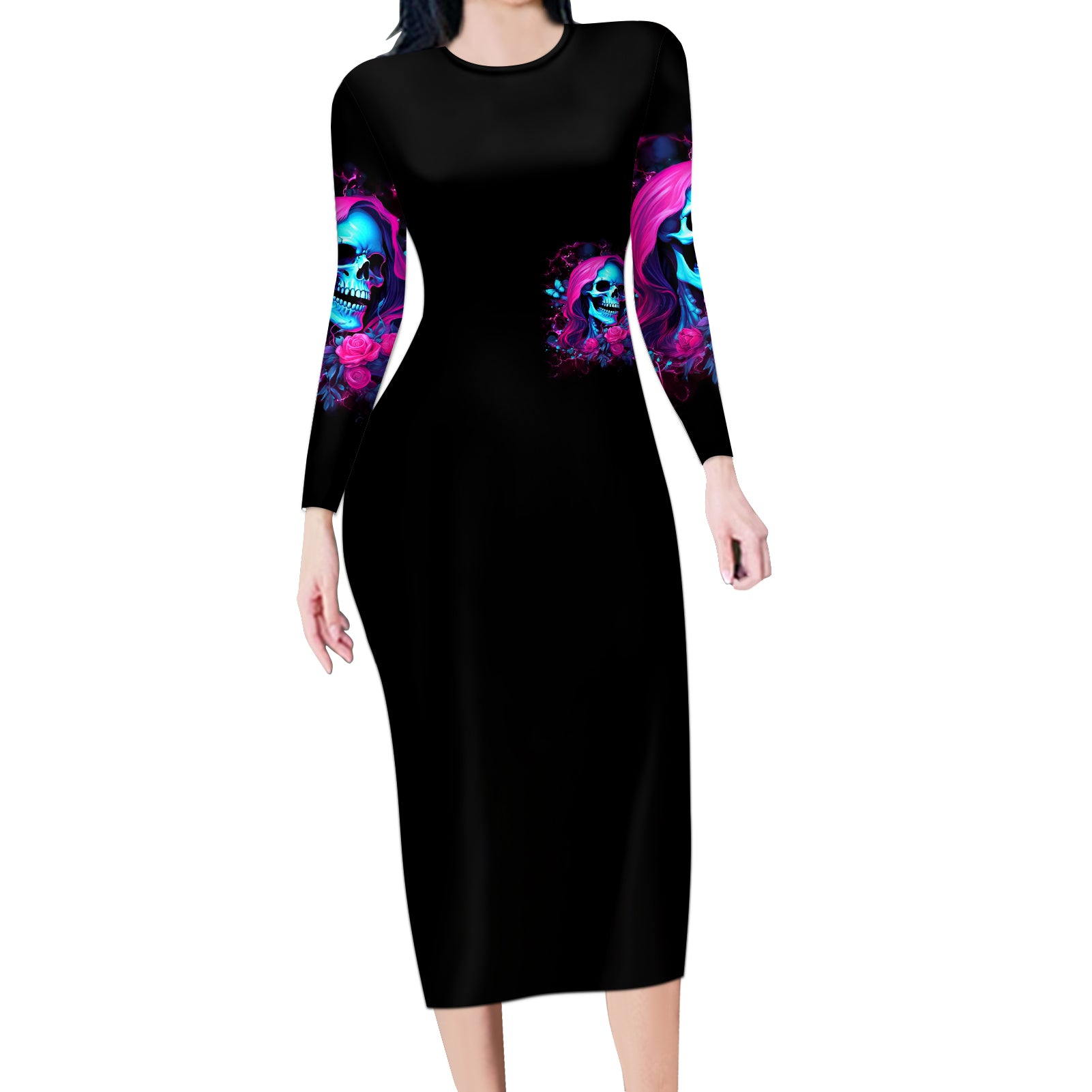 Witch Skull Long Sleeve Bodycon Dress The Good Girl In Me Got Tired Of The Bullshit