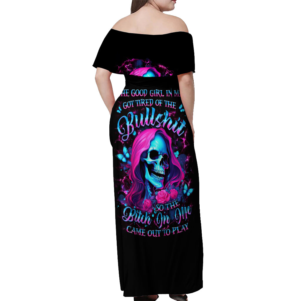 Witch Skull Off Shoulder Maxi Dress The Good Girl In Me Got Tired Of The Bullshit