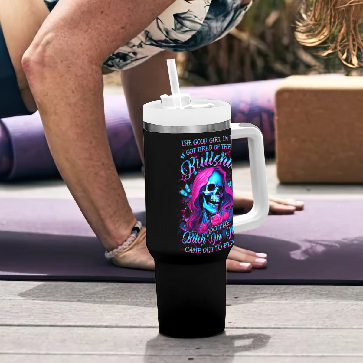 Witch Skull Tumbler With Handle The Good Girl In Me Got Tired Of The Bullshit