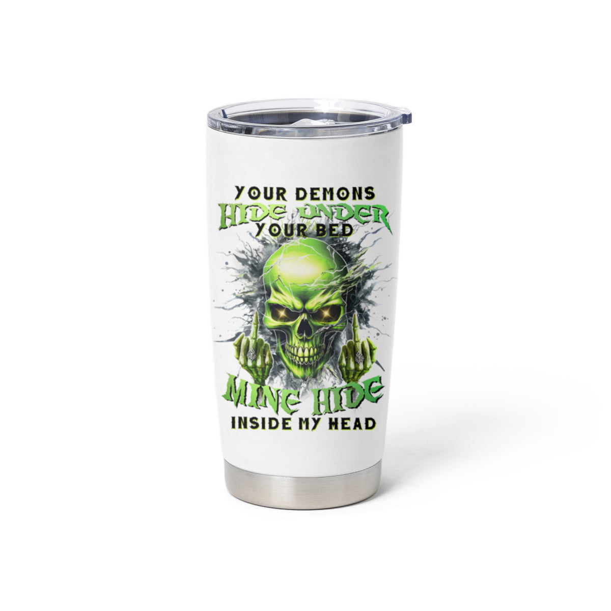 Thunder Skull Tumbler Cup The Demon Hide Under Your Bed Mine Hide Inside My Head