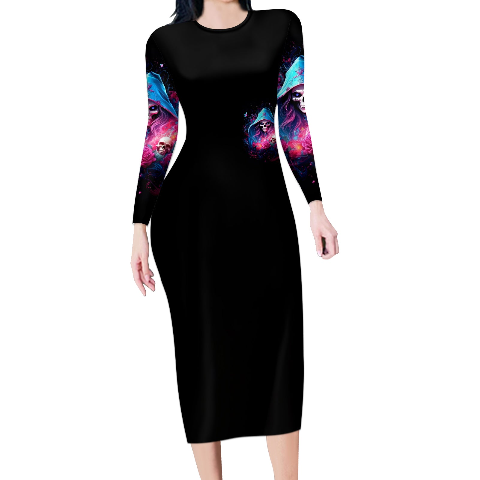 Witch Skull Long Sleeve Bodycon Dress Assuming Was Like Most Girls Was Your First Mistake
