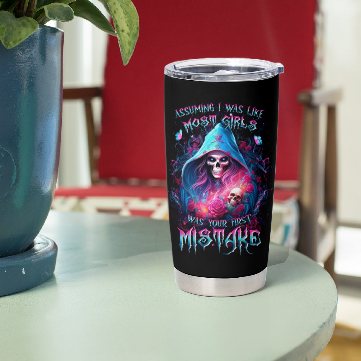 Witch Skull Tumbler Cup Assuming Was Like Most Girls Was Your First Mistake