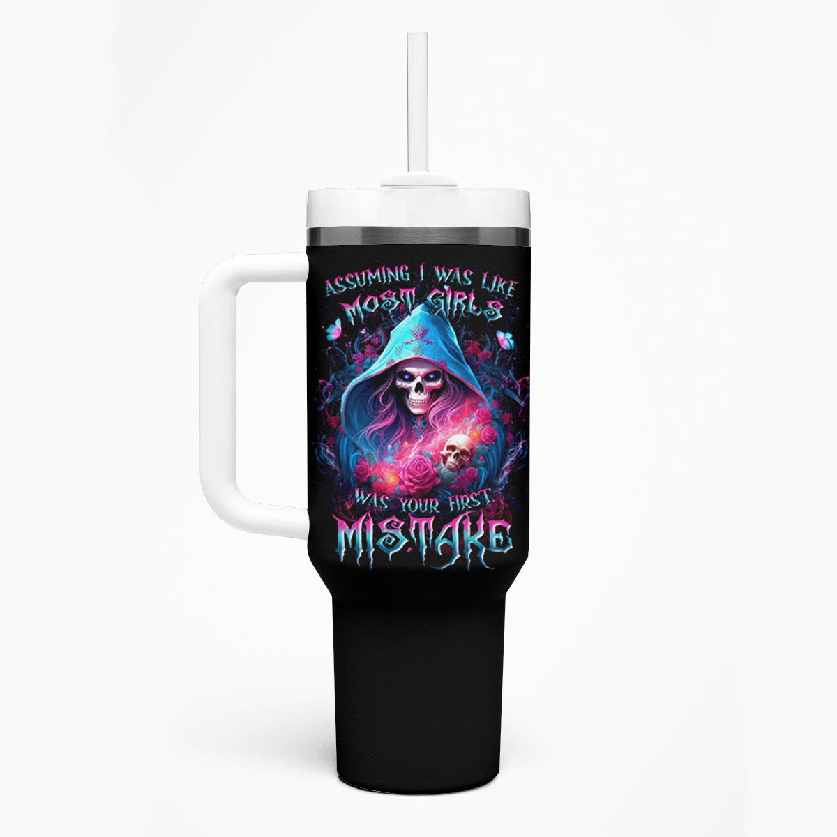 Witch Skull Tumbler With Handle Assuming Was Like Most Girls Was Your First Mistake
