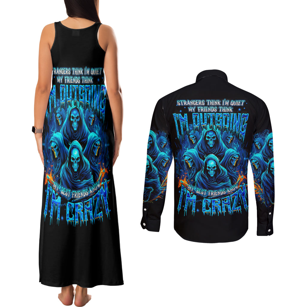 Witch Skull Couples Matching Tank Maxi Dress and Long Sleeve Button Shirt Stranger Think I'm Quiet My Best Friends Know I'm Crazy