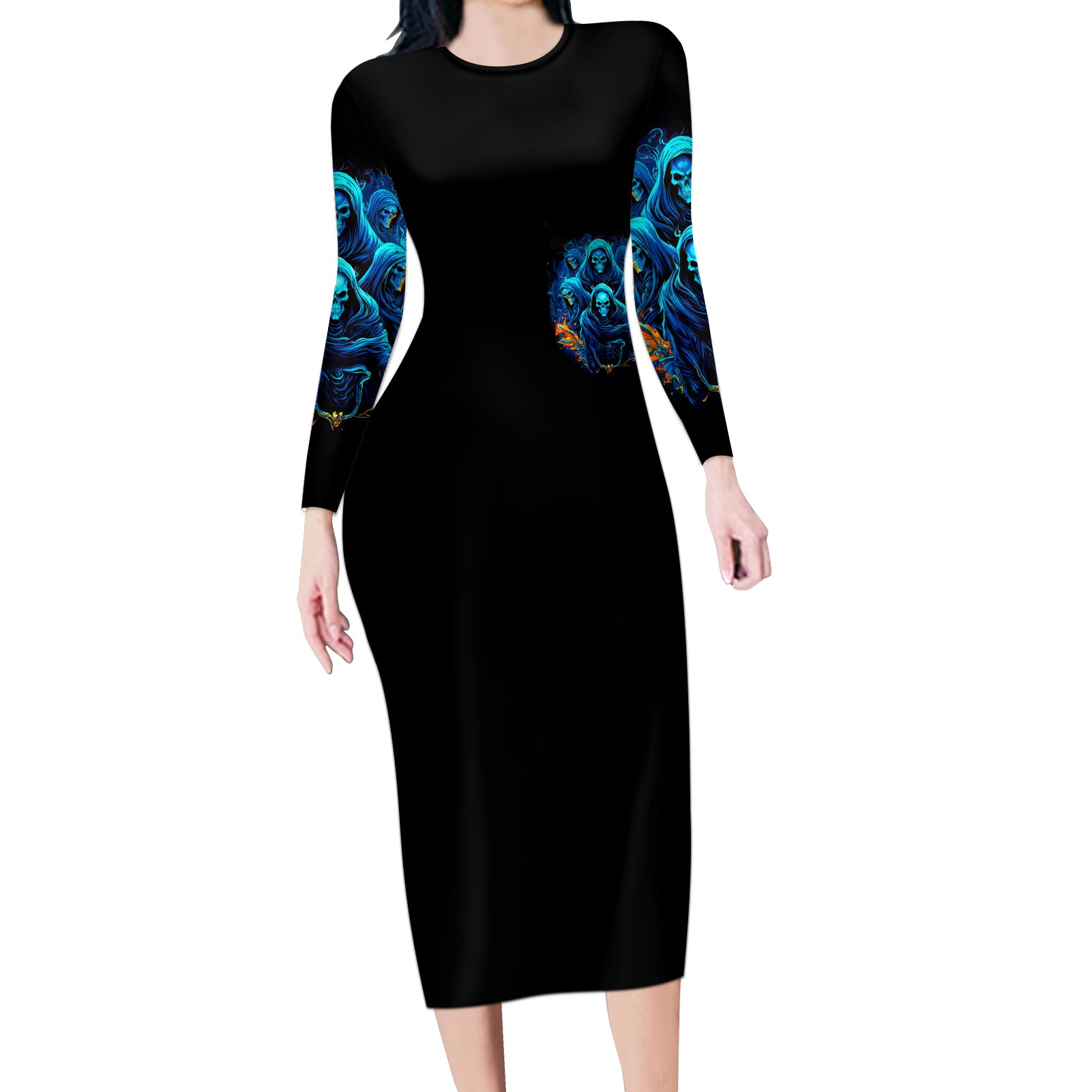 Witch Skull Long Sleeve Bodycon Dress Stranger Think I'm Quiet My Best Friends Know I'm Crazy