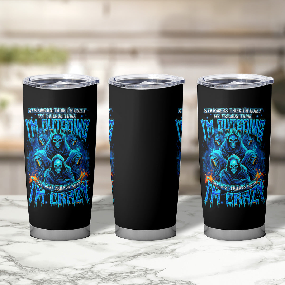 Witch Skull Tumbler Cup Stranger Think I'm Quiet My Best Friends Know I'm Crazy