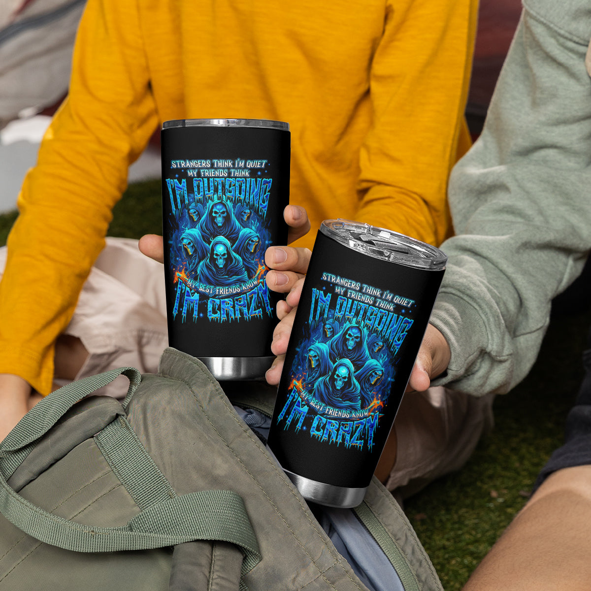 Witch Skull Tumbler Cup Stranger Think I'm Quiet My Best Friends Know I'm Crazy