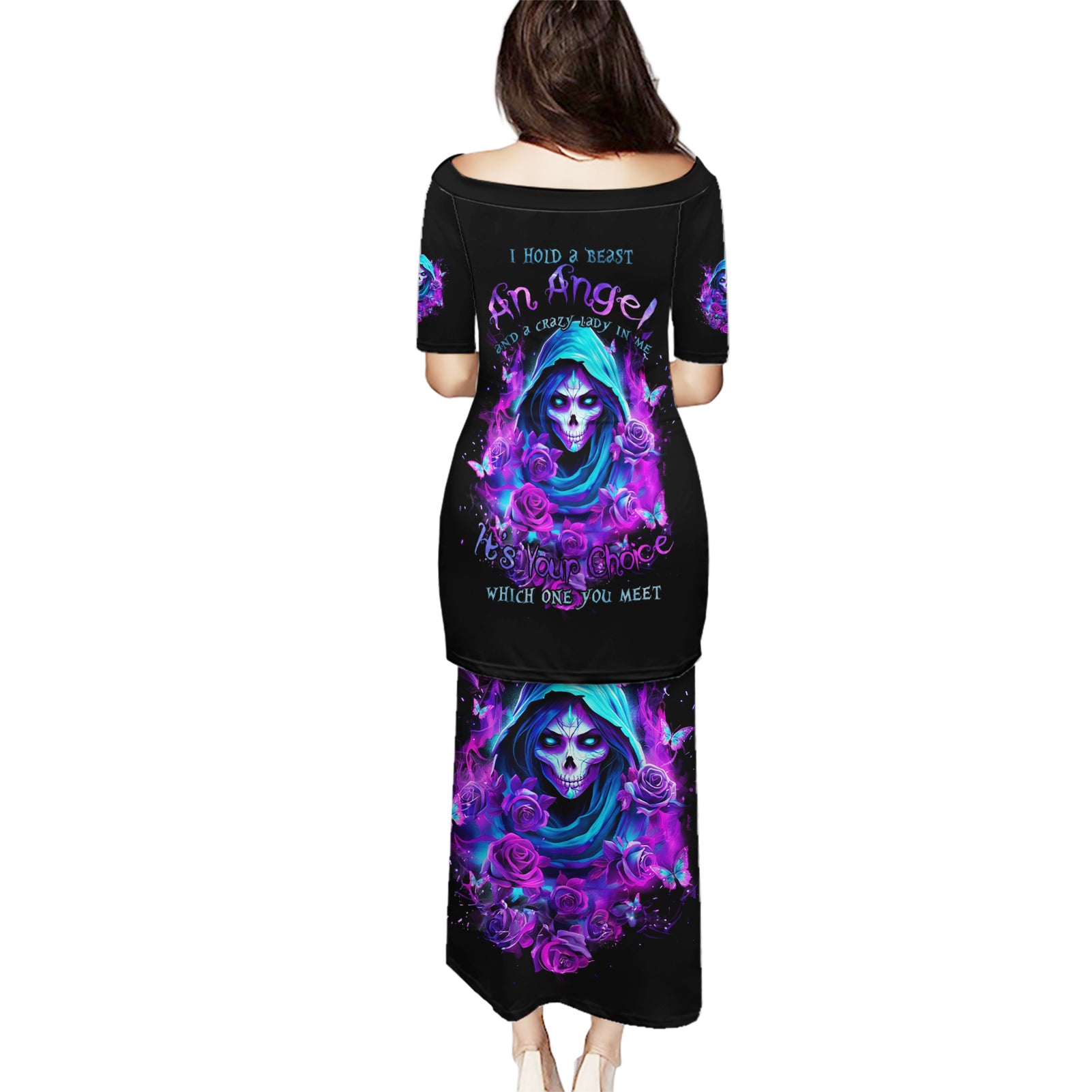 Witch Skull Puletasi I Hold A Beast An Angel And Crazy Lady In Me