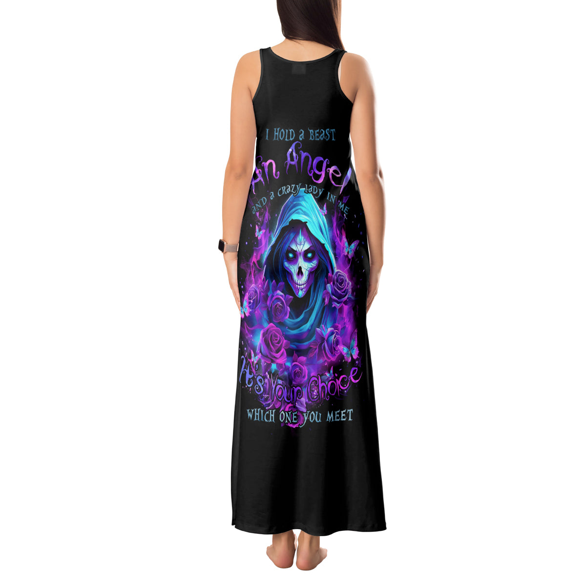 Witch Skull Tank Maxi Dress I Hold A Beast An Angel And Crazy Lady In Me