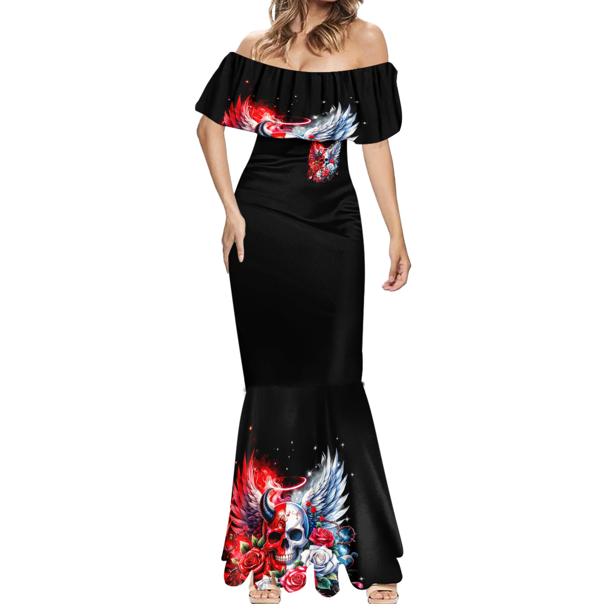 Evil Angel Skull Mermaid Dress Heaven Don't Want Me And Hell Afraid
