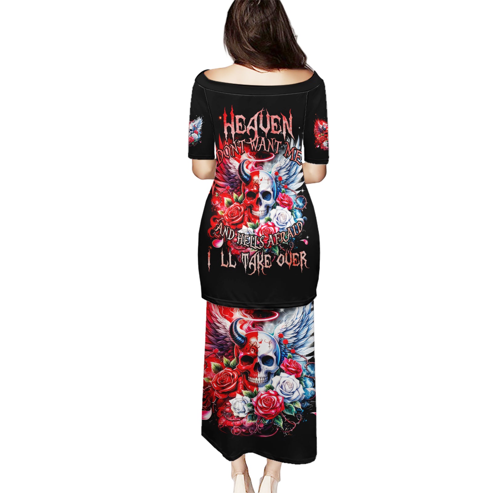 Evil Angel Skull Puletasi Heaven Don't Want Me And Hell Afraid