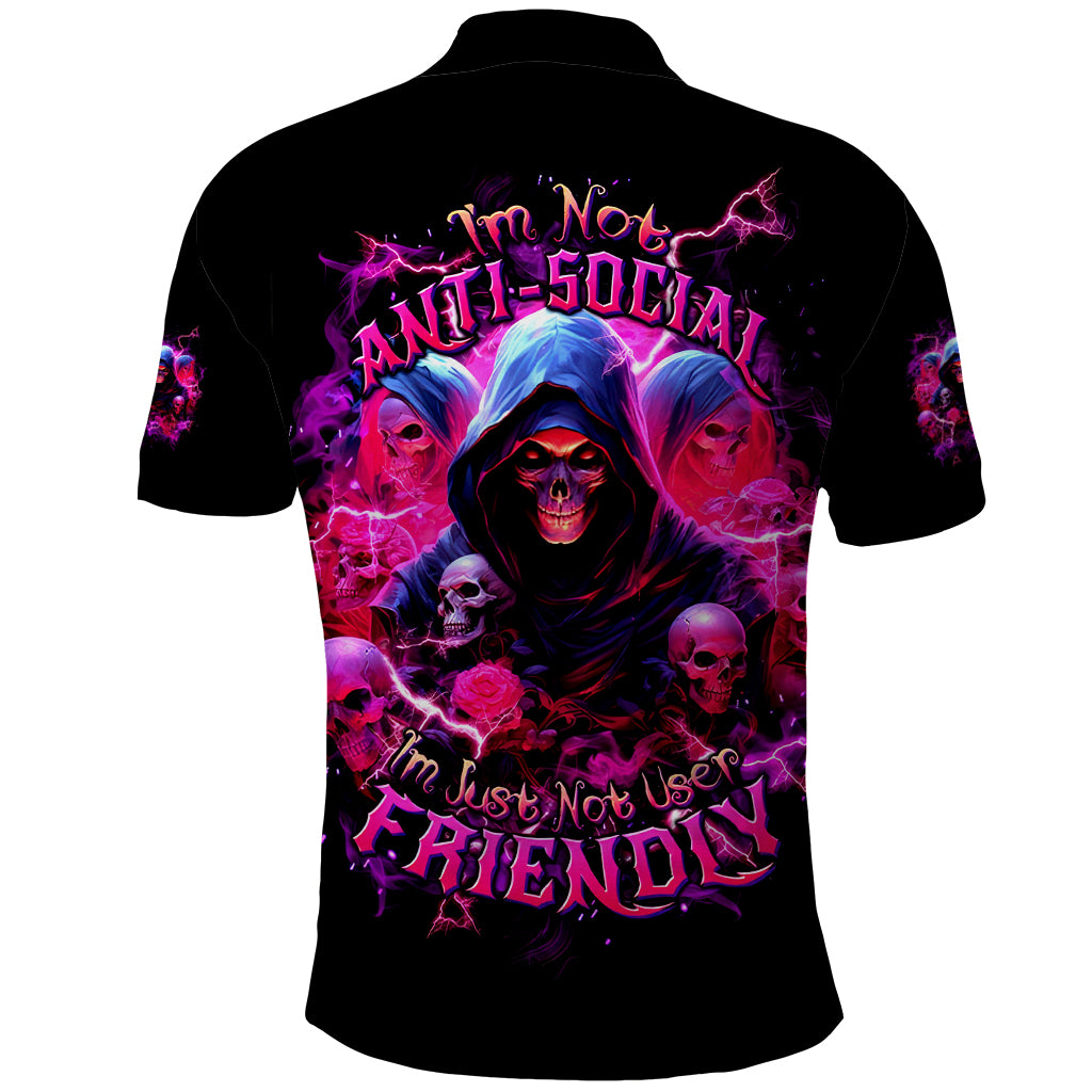 Witch Skull Polo Shirt I'm Not Anti-Social I'm Just Not User Friendly