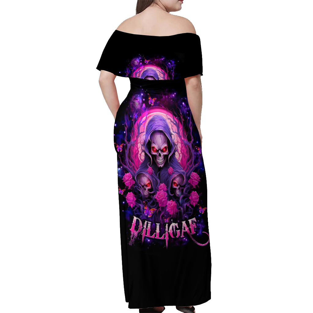 Rose Skull Off Shoulder Maxi Dress DILLIGAG