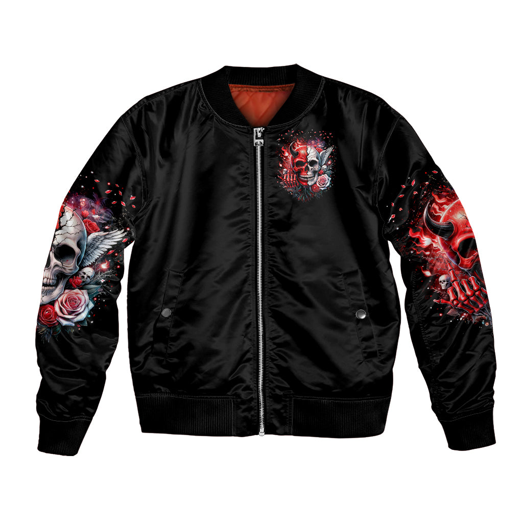 Evil Angel Skull Bomber Jacket Fuck It All And Let My Demons Out To Play