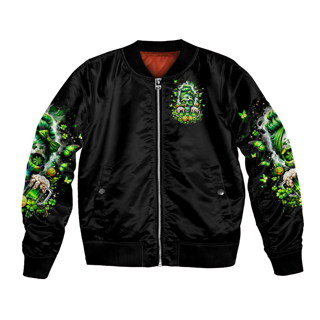 Irish Skull Bomber Jacket Good Girls Drink Wine Badass Girls Thug Beer