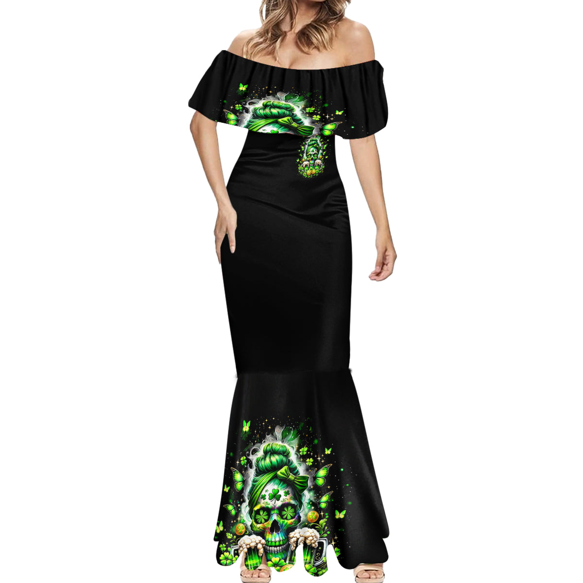 Irish Skull Mermaid Dress Good Girls Drink Wine Badass Girls Thug Beer