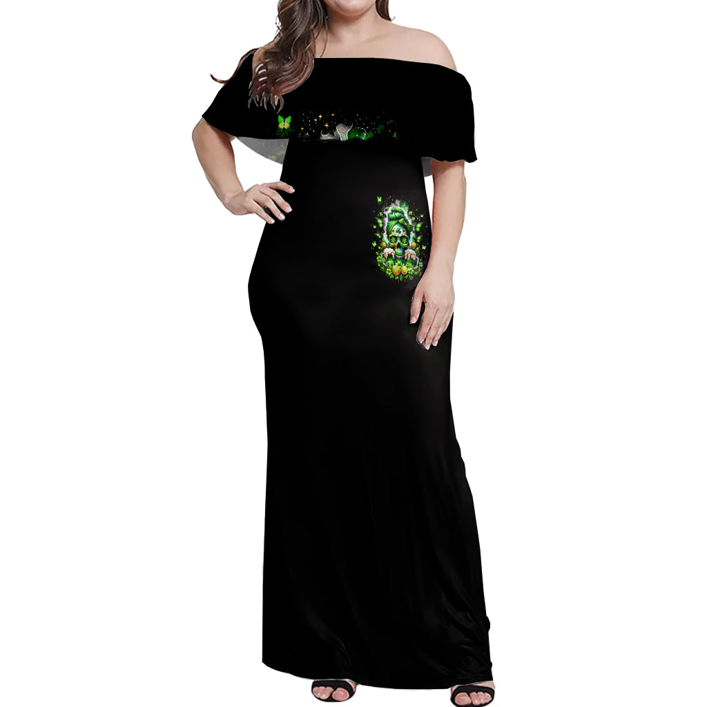 Irish Skull Off Shoulder Maxi Dress Good Girls Drink Wine Badass Girls Thug Beer