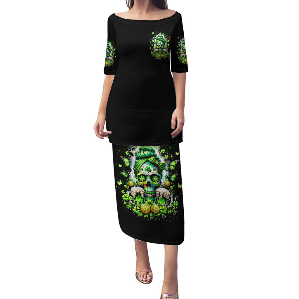 Irish Skull Puletasi Good Girls Drink Wine Badass Girls Thug Beer