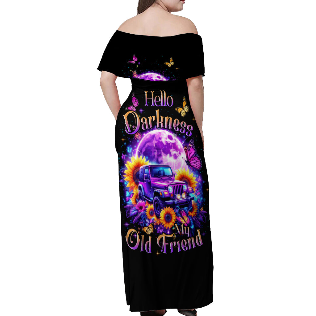 Sunflower Jeep Off Shoulder Maxi Dress Hello Darkness My Old Friend