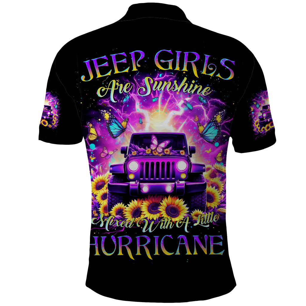 Sunflower Jeep Polo Shirt Jeep Girl Are Sunshine Mixed With A Little Hurricane