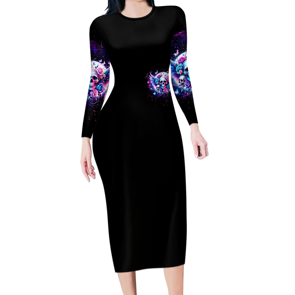 Wings Skll Long Sleeve Bodycon Dress I'm A Good Person But Don't Give Me A Reason To Show My Evil
