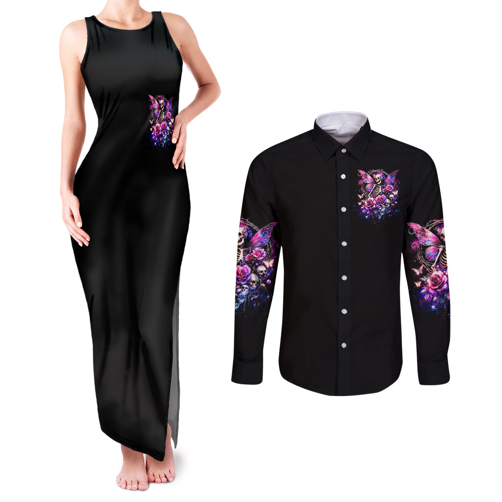 Fairy Skull Couples Matching Tank Maxi Dress and Long Sleeve Button Shirt In My Next Life I Want To Be The Karma Fairy
