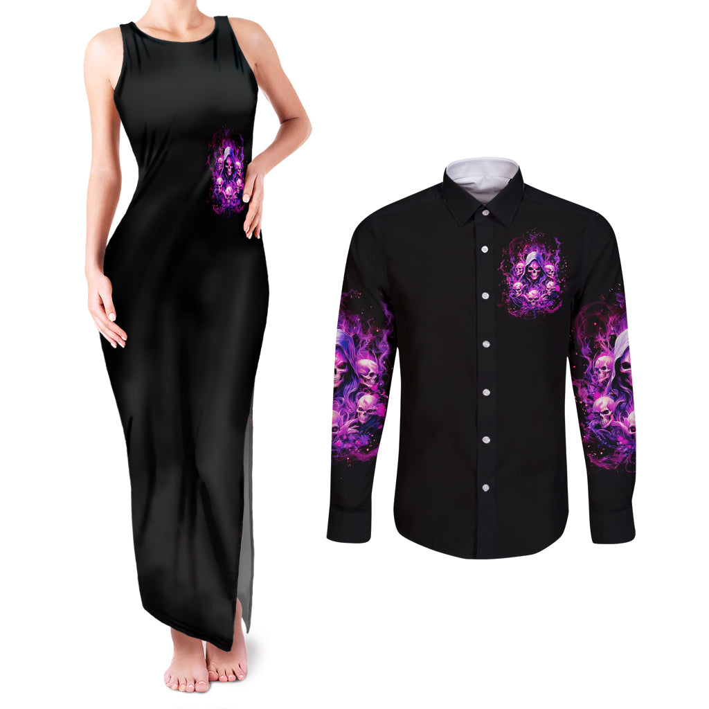 Witch Skull Couples Matching Tank Maxi Dress and Long Sleeve Button Shirt The Good Girl In Me Got Tired Of The Bullshit