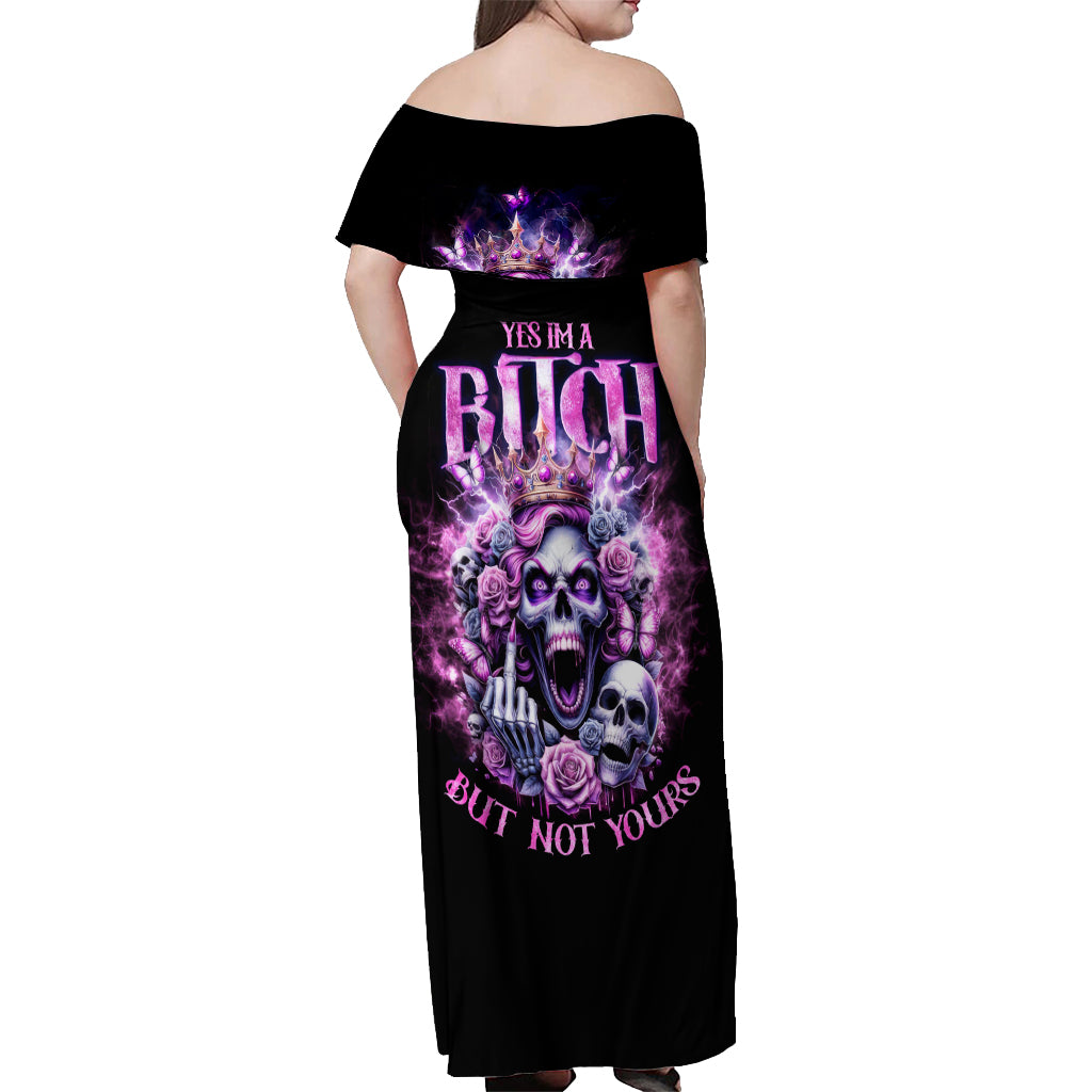 Queen Skull Off Shoulder Maxi Dress Yes I'm A Bitch But Not Yours