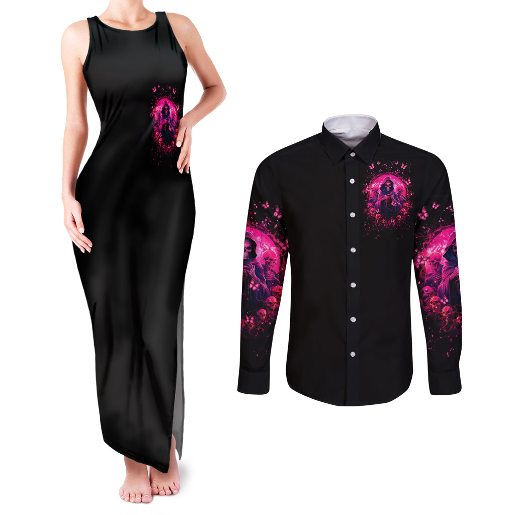 Reaper Skull Couples Matching Tank Maxi Dress and Long Sleeve Button Shirt I'm A Good Person But Don't Give Me A Reason To Show My Evil