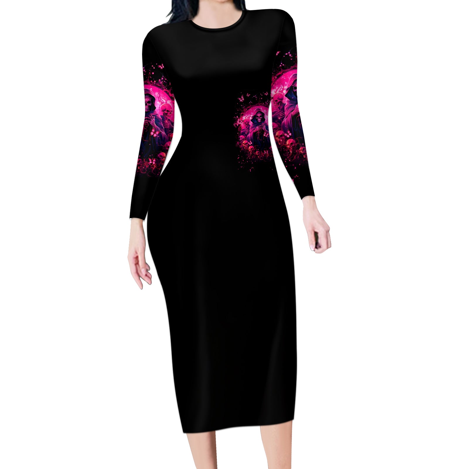 Reaper Skull Long Sleeve Bodycon Dress I'm A Good Person But Don't Give Me A Reason To Show My Evil