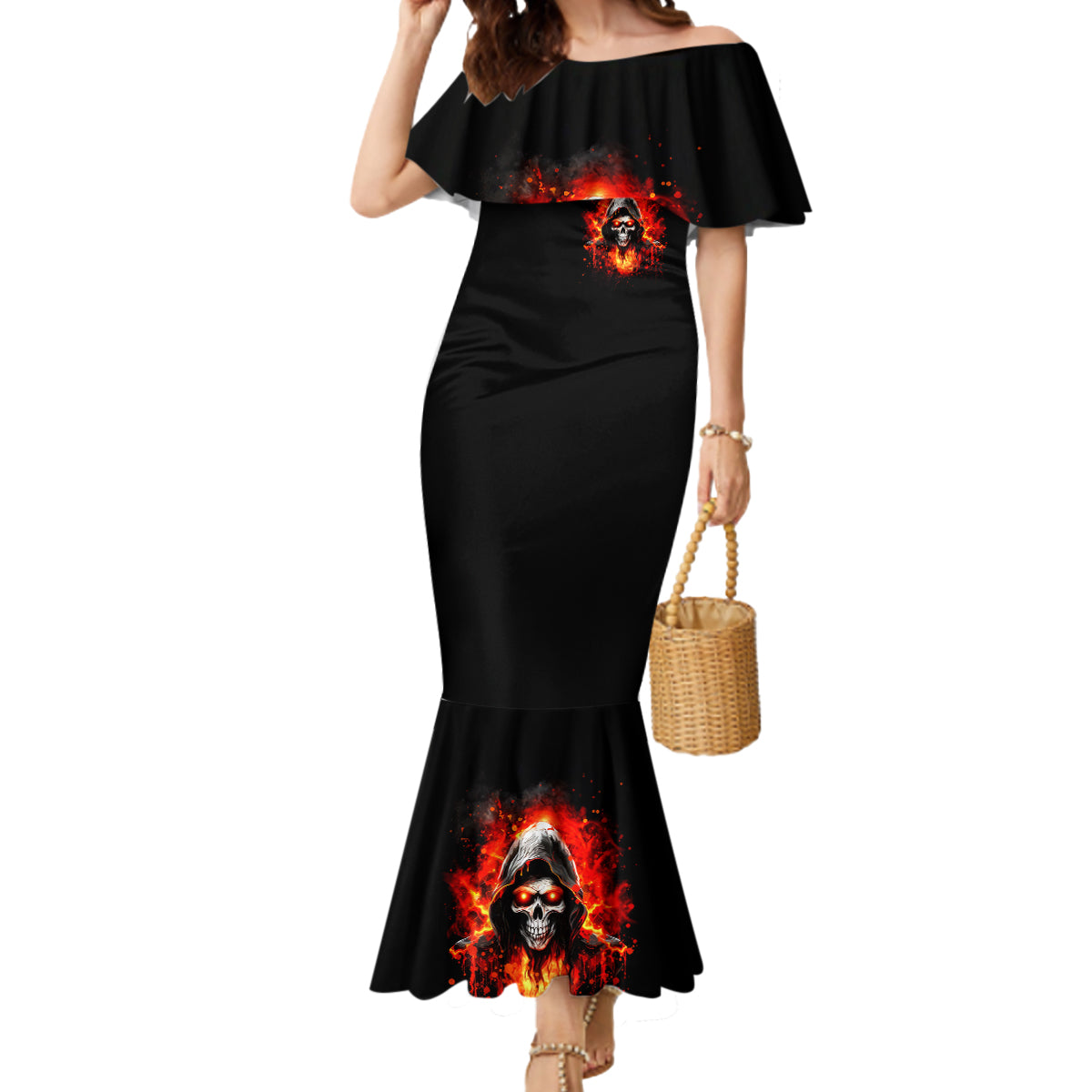 Flame Skull Mermaid Dress Hello Darkness My Old Friend