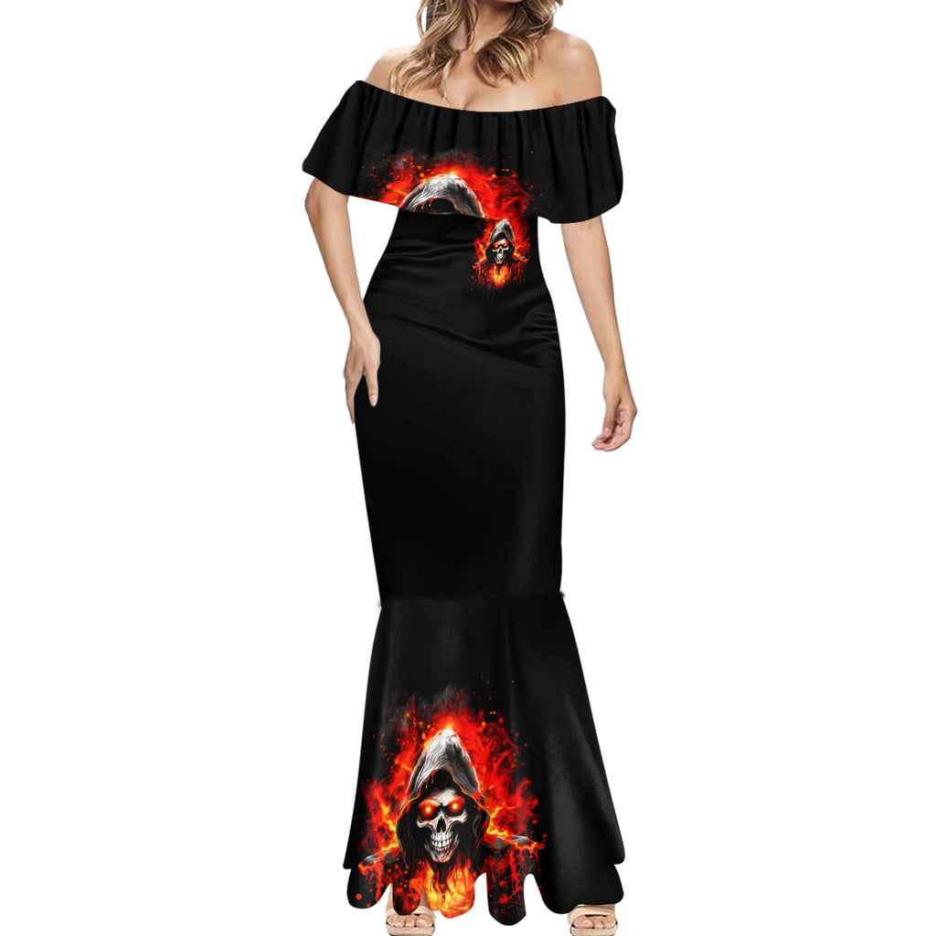 Flame Skull Mermaid Dress Hello Darkness My Old Friend