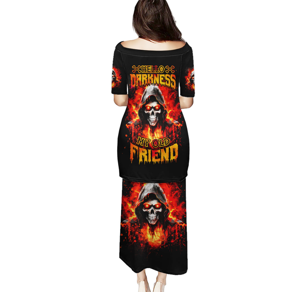 Flame Skull Puletasi Hello Darkness My Old Friend