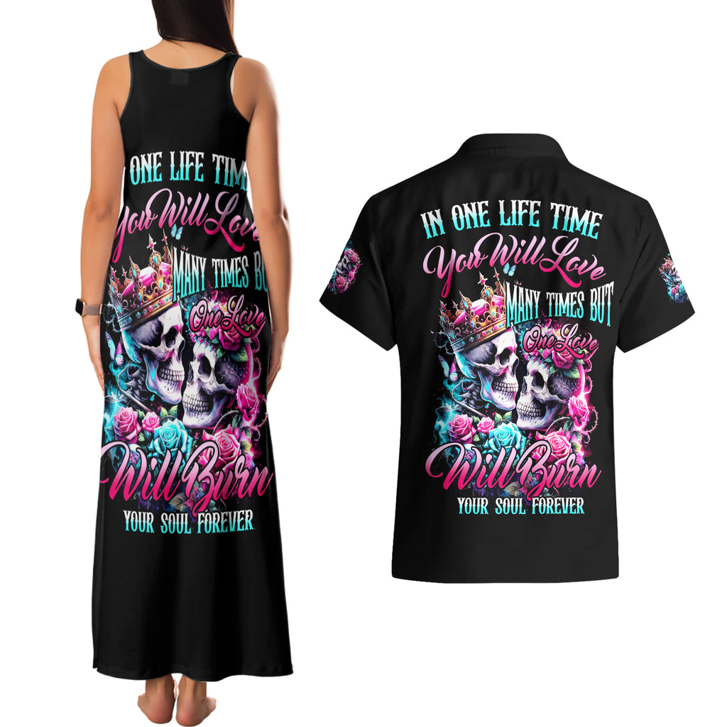 Couple Skull Couples Matching Tank Maxi Dress and Hawaiian Shirt In One Life Time You Will Love Many Time But One Love