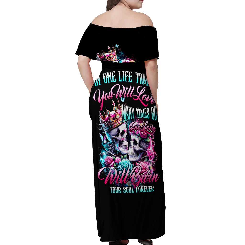 Couple Skull Off Shoulder Maxi Dress In One Life Time You Will Love Many Time But One Love